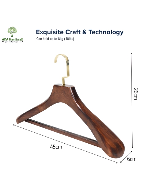 ADA Handicraft Brown Wooden Clothes Hanger - Image 7