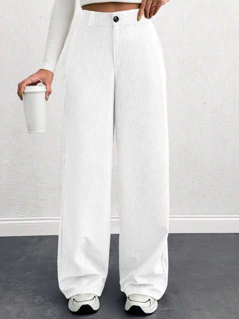 RAJOVATI Women Mid-Rise Parallel Trousers