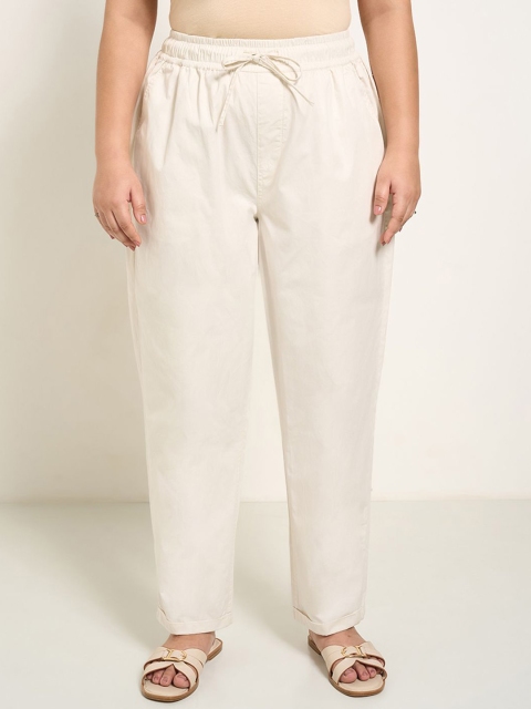 Honey Curvytude by Pantaloons Pure Cotton Mid-Rise Regular Trousers