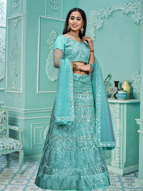 VARNI FABRICS Embroidered Semi-Stitched Lehenga & Unstitched Blouse With Dupatta
