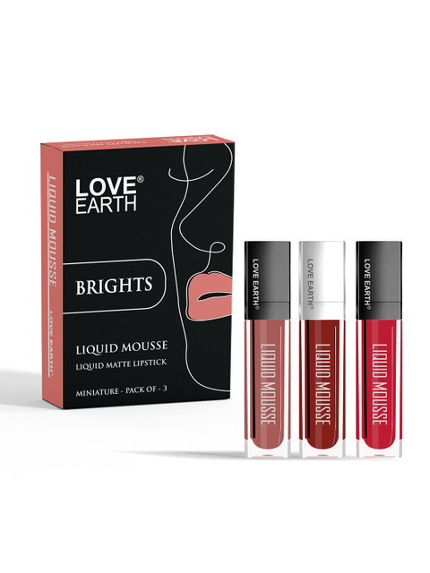 LOVE EARTH Set Of 3 Liquid Lipstick 2 ml Each - Brights