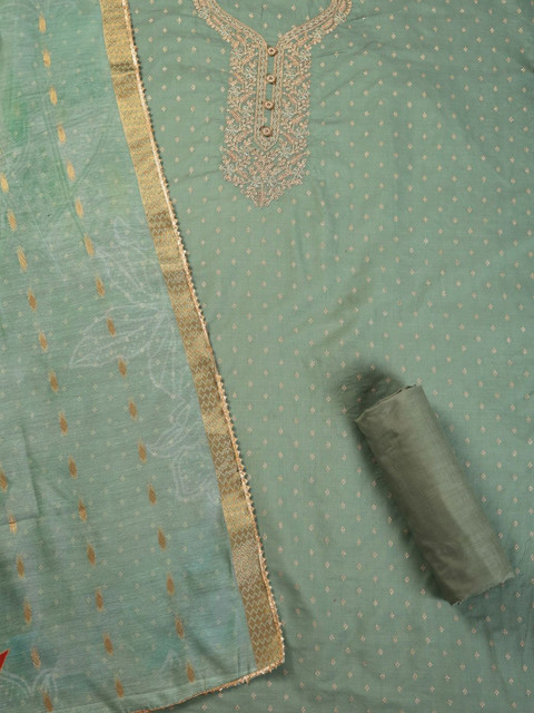 TAVAS Embroidered Chanderi Silk Unstitched Dress Material - Image 3