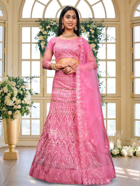VARNI FABRICS Embroidered Semi-Stitched Lehenga & Unstitched Blouse With Dupatta