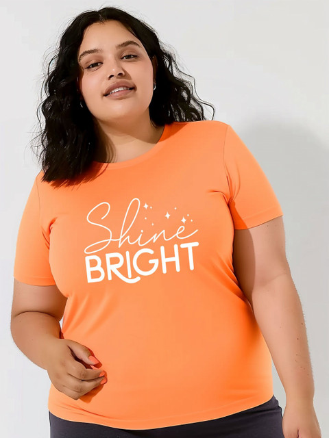 Toodle Plus Women Plus Size Printed Round Neck Cotton T-shirt