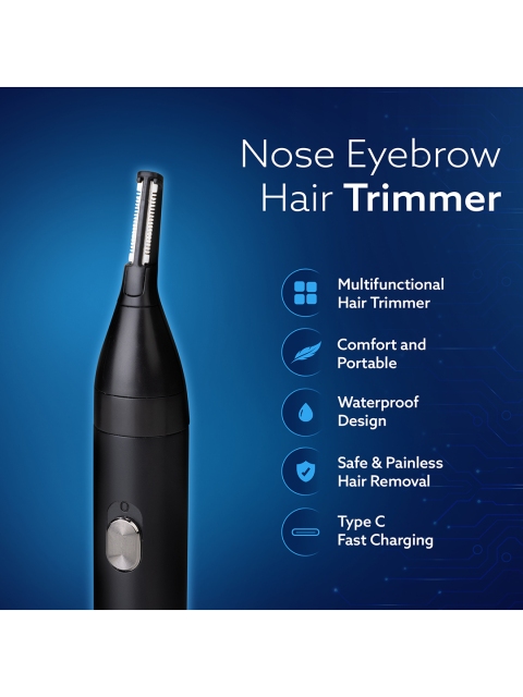 Agaro Rechargeable Nose & Ear Hair Trimmer with Stainless Steel Blade - Black - Image 2