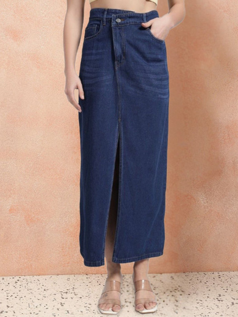 Mast & Harbour Denim A-Line Slits Detailed Maxi Skirt
