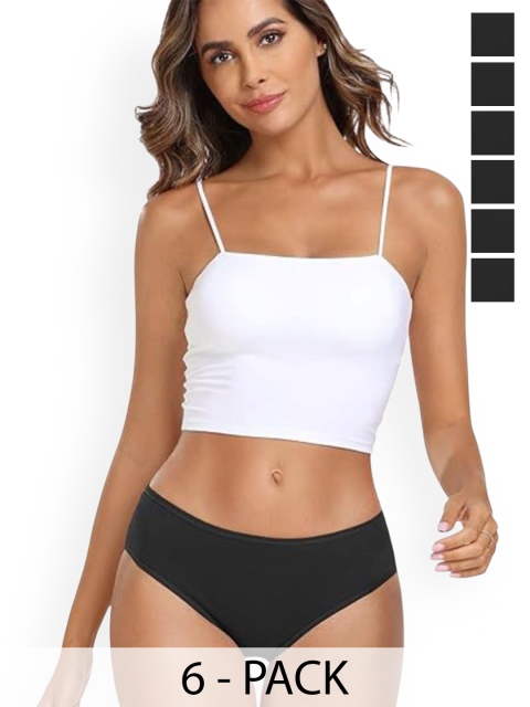 Diving Deep Pack Of 6 Women Combed Cotton Hipster Briefs