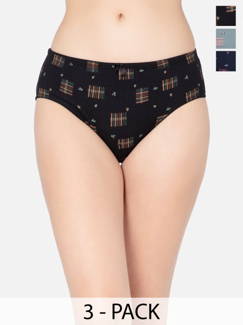 DressBerry Pack Of 3 Printed Cotton Mid-Rise Hipster Briefs THE-CHEKERSS-2