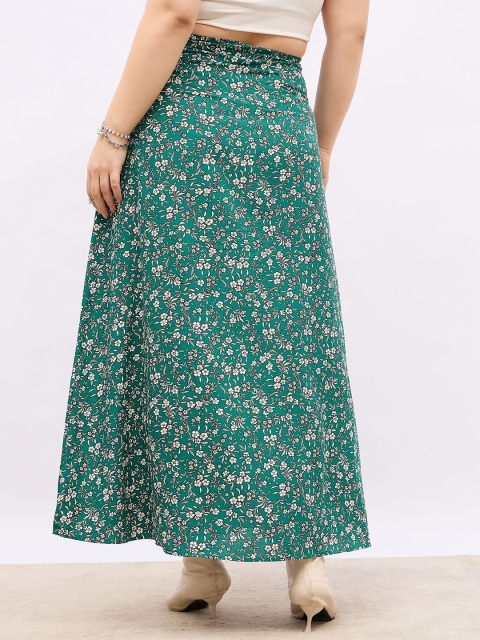 Berrylush Curve Floral Print High-Rise Side Slit Flared Maxi Skirt - Image 3