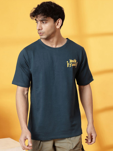 Rigo Unisex Typography Printed Round Neck Cotton Oversized T-shirt