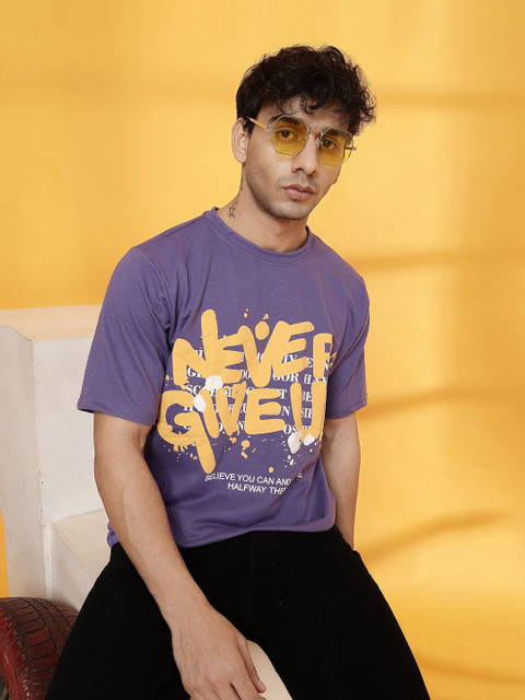 Rigo Unisex Typography Printed Round Neck Cotton Oversized T-shirt