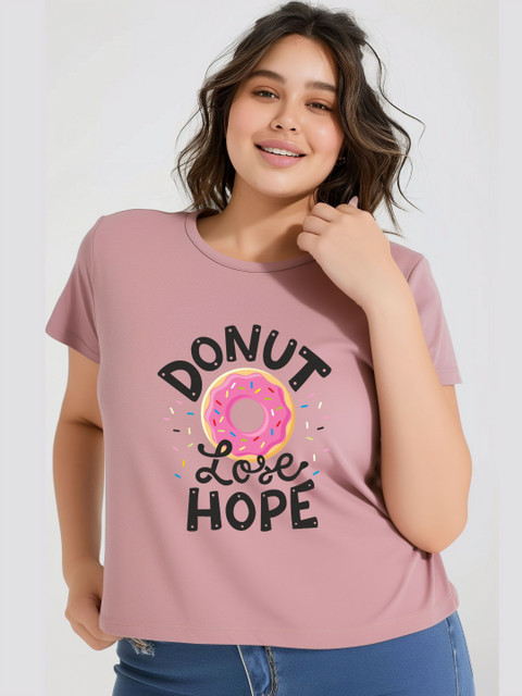 Toodle Plus Women Plus Size Printed Round Neck Cotton T-shirt