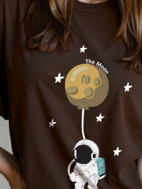 TOGS & TERRE Women Graphic Printed Round Neck Cotton Oversized T-shirt - Image 2
