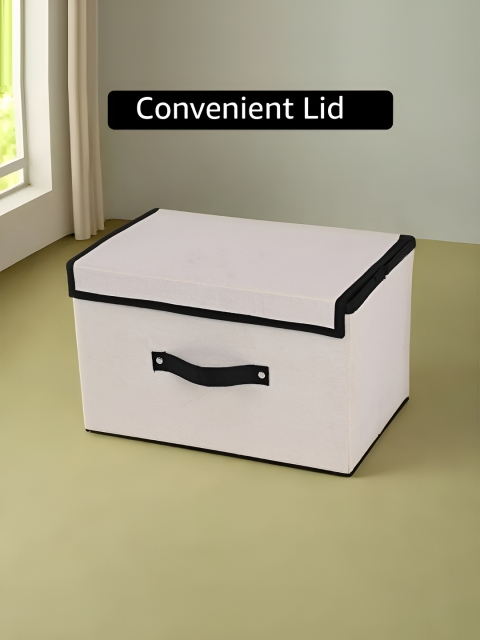 Aura White & Black 2 Pieces Clothes Drawer Organiser For Wardrobe With Lid - Image 5