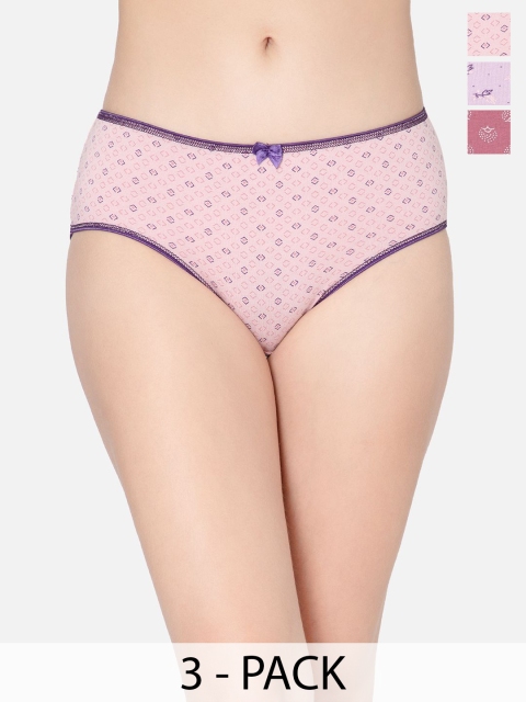 DressBerry Pack Of 3 Printed Cotton Mid-Rise Hipster Briefs A-PLEASORES-3
