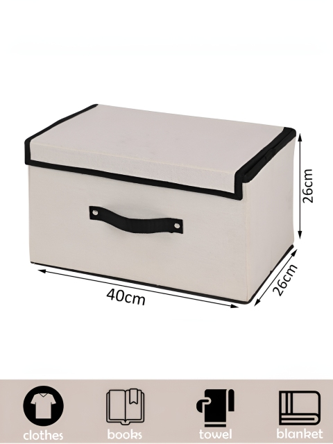 Aura White & Black 2 Pieces Clothes Drawer Organiser For Wardrobe With Lid - Image 6