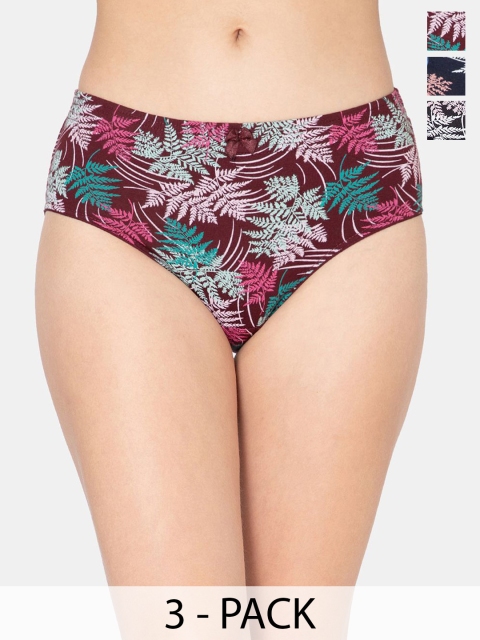 DressBerry Pack Of 3 Printed Cotton Mid-Rise Hipster Briefs LADY-LOVES-75