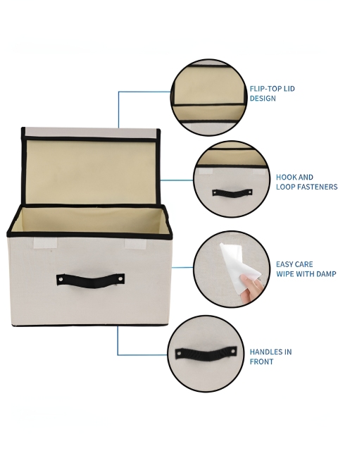 Aura White & Black 2 Pieces Clothes Drawer Organiser For Wardrobe With Lid - Image 4