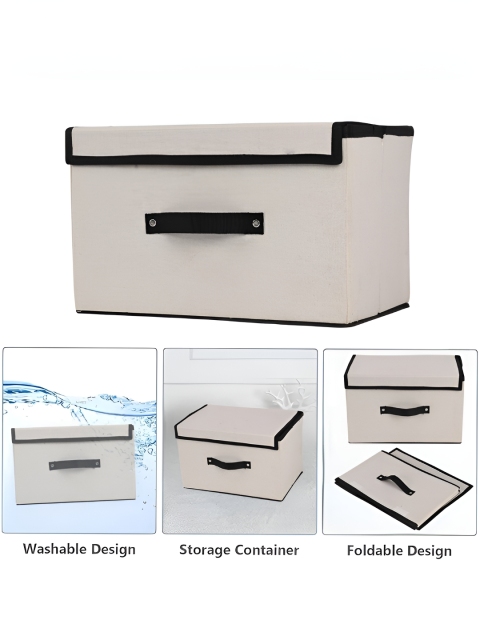 Aura White & Black 2 Pieces Clothes Drawer Organiser For Wardrobe With Lid - Image 3