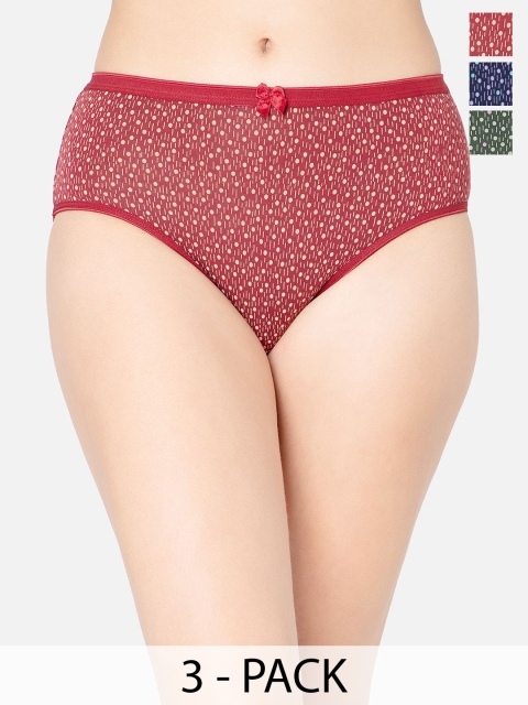 DressBerry Pack Of 3 Printed Cotton Mid-Rise Hipster Briefs A-SECRETS-8
