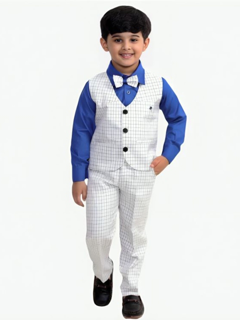 Go Berry Boys Checked Single-Breasted 3-Piece Suits