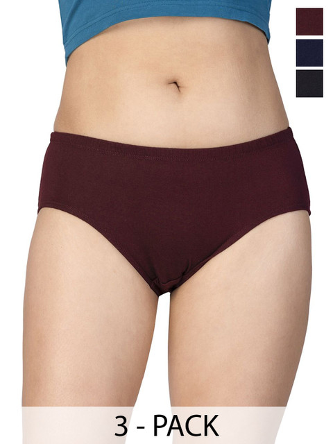CHIC Women Pack Of 3 Pure Cotton Basic Briefs