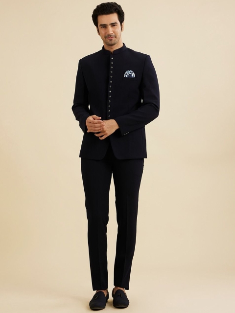 Manyavar Men Self Design Mandarin Collar Tailored Fit Two-Piece Suit