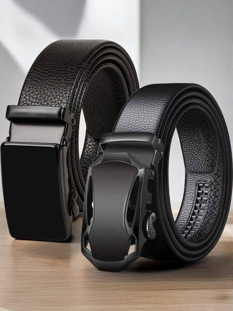 The Roadster Lifestyle Co. Men Set Of 2 Textured Formal Belts