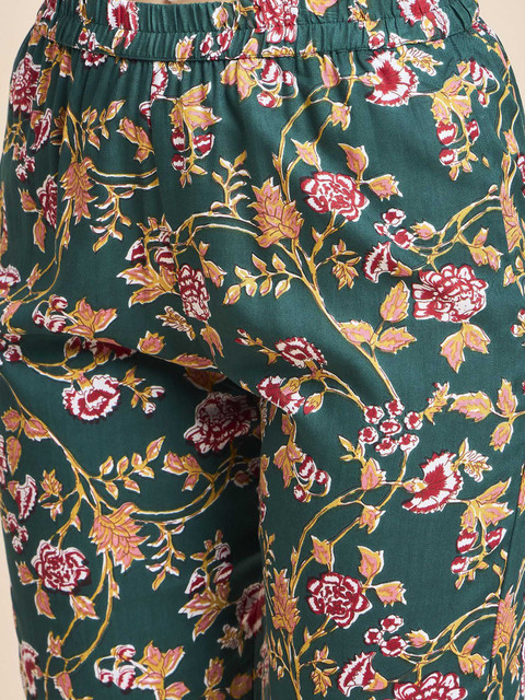 TRUVON FASHIONS Floral Printed Shirt Collar Tunic & Trousers - Image 3