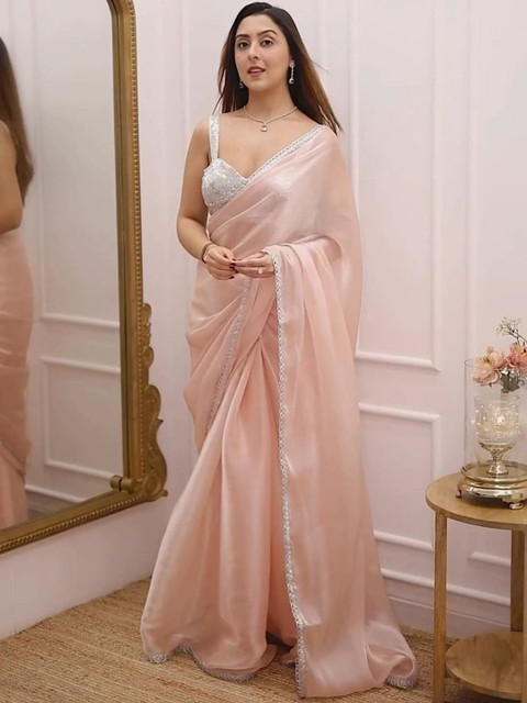 KALINI Solid Gotta Patti Silk Blend Saree