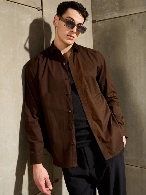 MASCLN SASSAFRAS Men Relaxed Fit Spread Collar Solid Casual Shirt