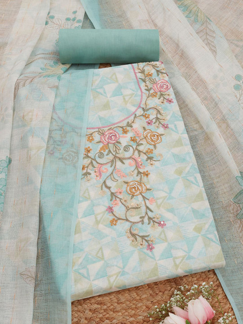 Soch Floral Printed Linen Unstitched Dress Material