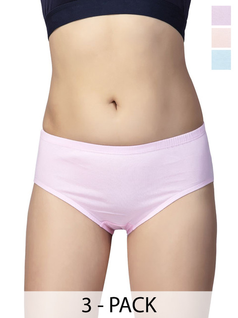 CHIC Women Pack Of 3 Mid-Rise Cotton Basic Briefs
