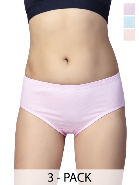 CHIC Women Pack Of 3 Pure Cotton Hipster Briefs