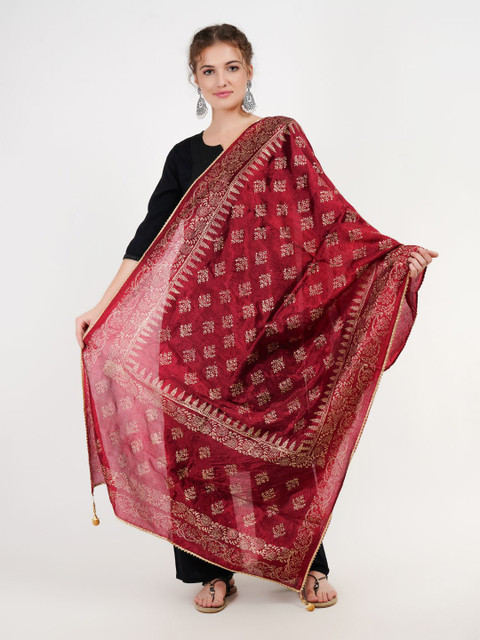Karthav Fashion Floral Printed Silk Dupatta