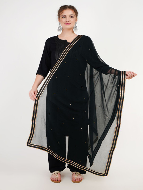 Karthav Fashion Ethnic Motifs Embroidered Chiffon Dupatta