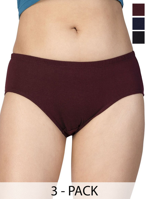 CHIC Women Pack Of 3 Pure Cotton Hipster Briefs