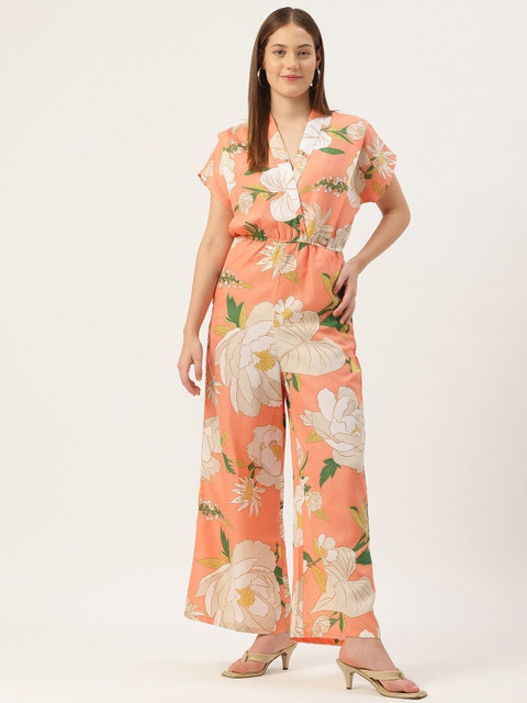 Sleek Italia Women Printed V-Neck Basic Jumpsuit