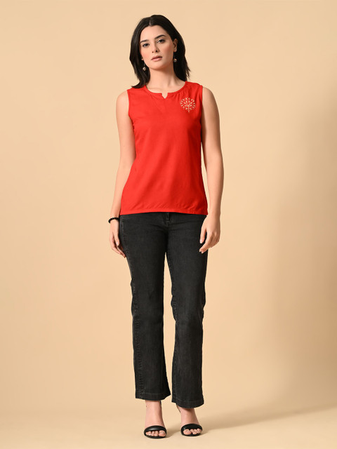 SANTOLIYA Women Ethnic Block Print Top