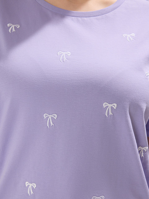 Trendyol Women Plus Size Conversational Printed Round Neck Cotton Oversized T-shirt - Image 2