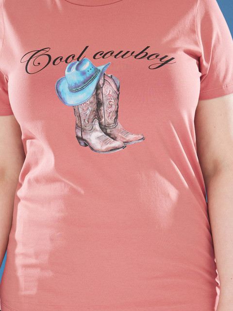 Trendyol Women Plus Size Graphic Printed Round Neck Cotton T-shirt - Image 4