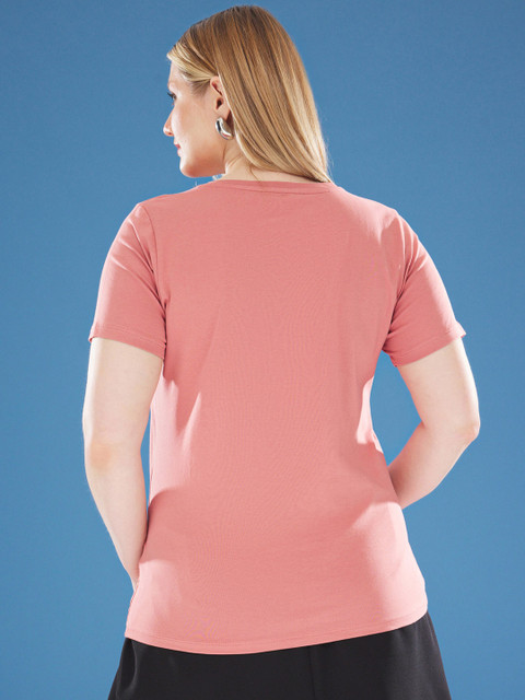 Trendyol Women Plus Size Graphic Printed Round Neck Cotton T-shirt - Image 5