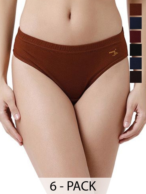 Rupa Women Pack Of 6 Assorted Combed Cotton Basic Briefs Jon-Aishwarya-plain-6-75