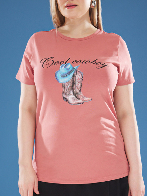 Trendyol Women Plus Size Graphic Printed Round Neck Cotton T-shirt - Image 7