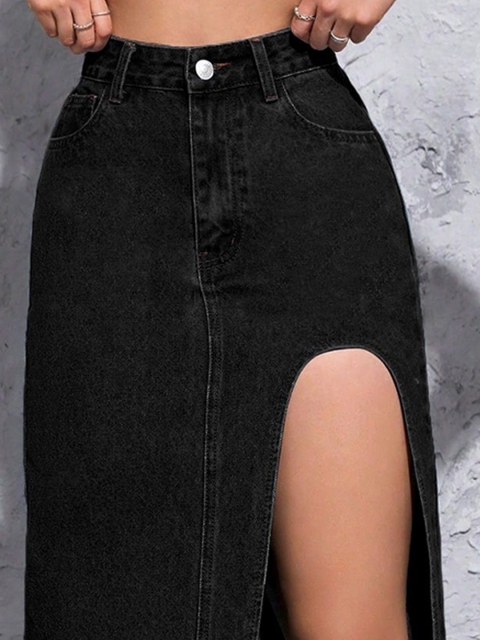 AAHWAN Women High Waist Front Slit Maxi Skirt - Image 4