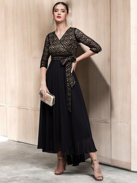 Miss Chase Women Georgette Wrap Dress