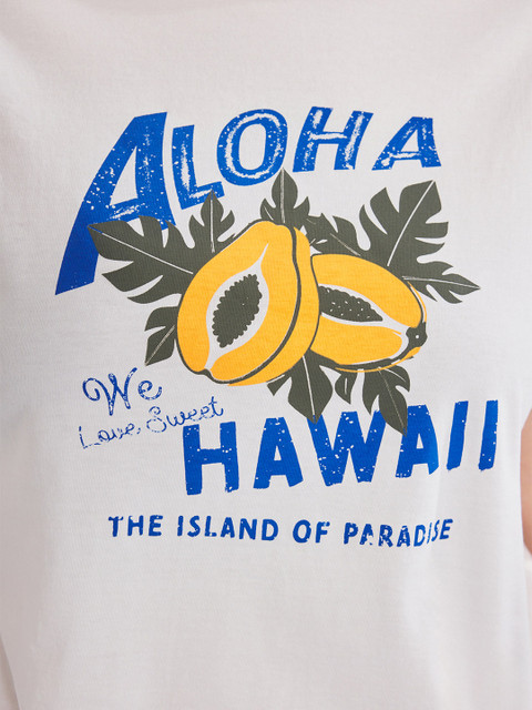 Trendyol Women Plus Size Typography Printed Round Neck Cotton T-shirt - Image 2