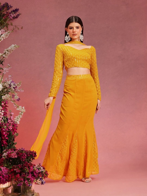 indo street Embroidered Ready to Wear Lehenga & Blouse With Dupatta