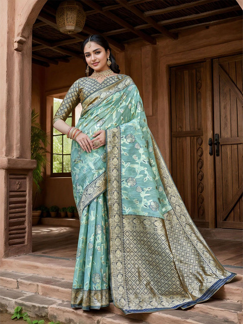 Anouk Ethnic Motifs Printed Woven Design Chanderi Saree