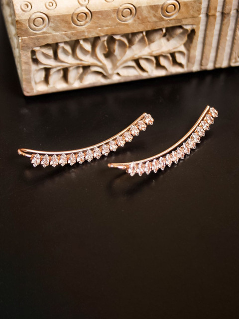 DressBerry Rose Gold-Plated American Diamond Studded Contemporary Ear Cuff